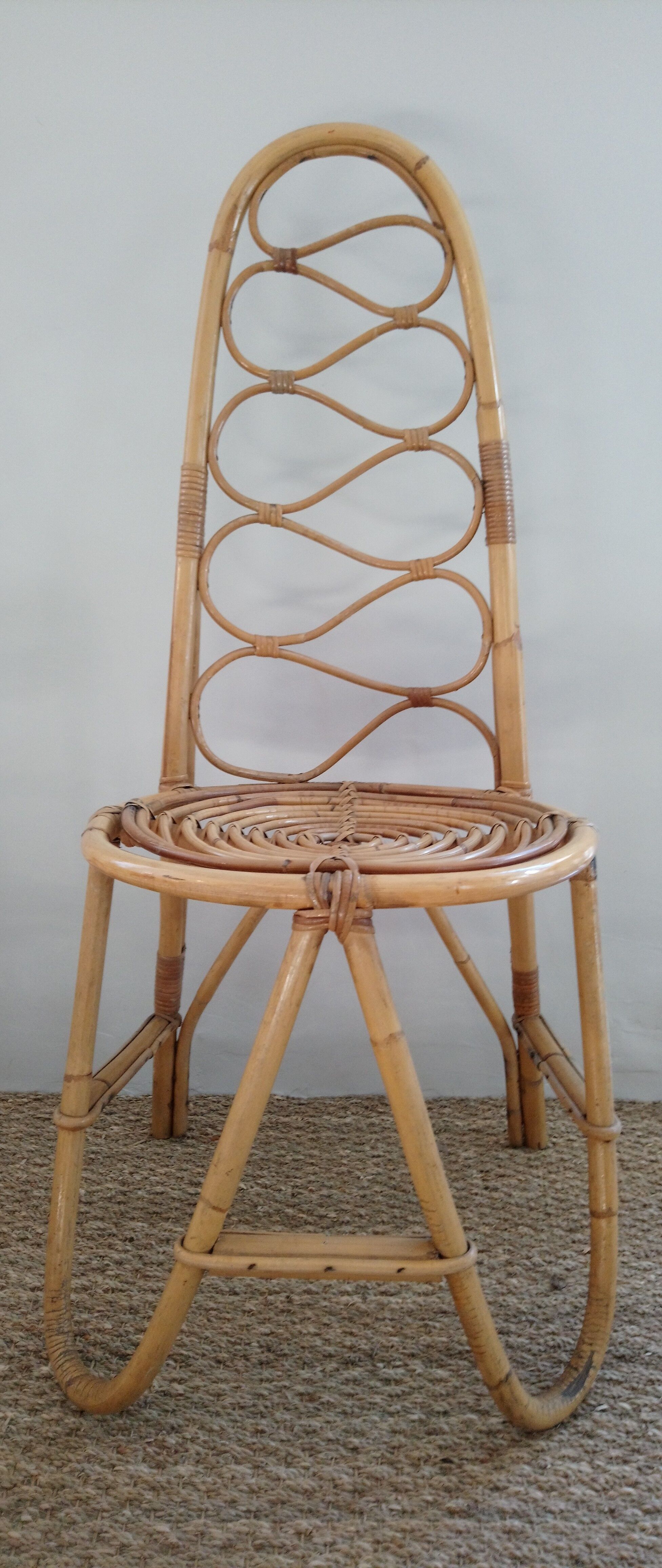 Pair of bamboo chairs and rattan years 70