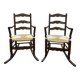 Paire de fauteuils pailles rustiques à bascule - rocking-chair chair