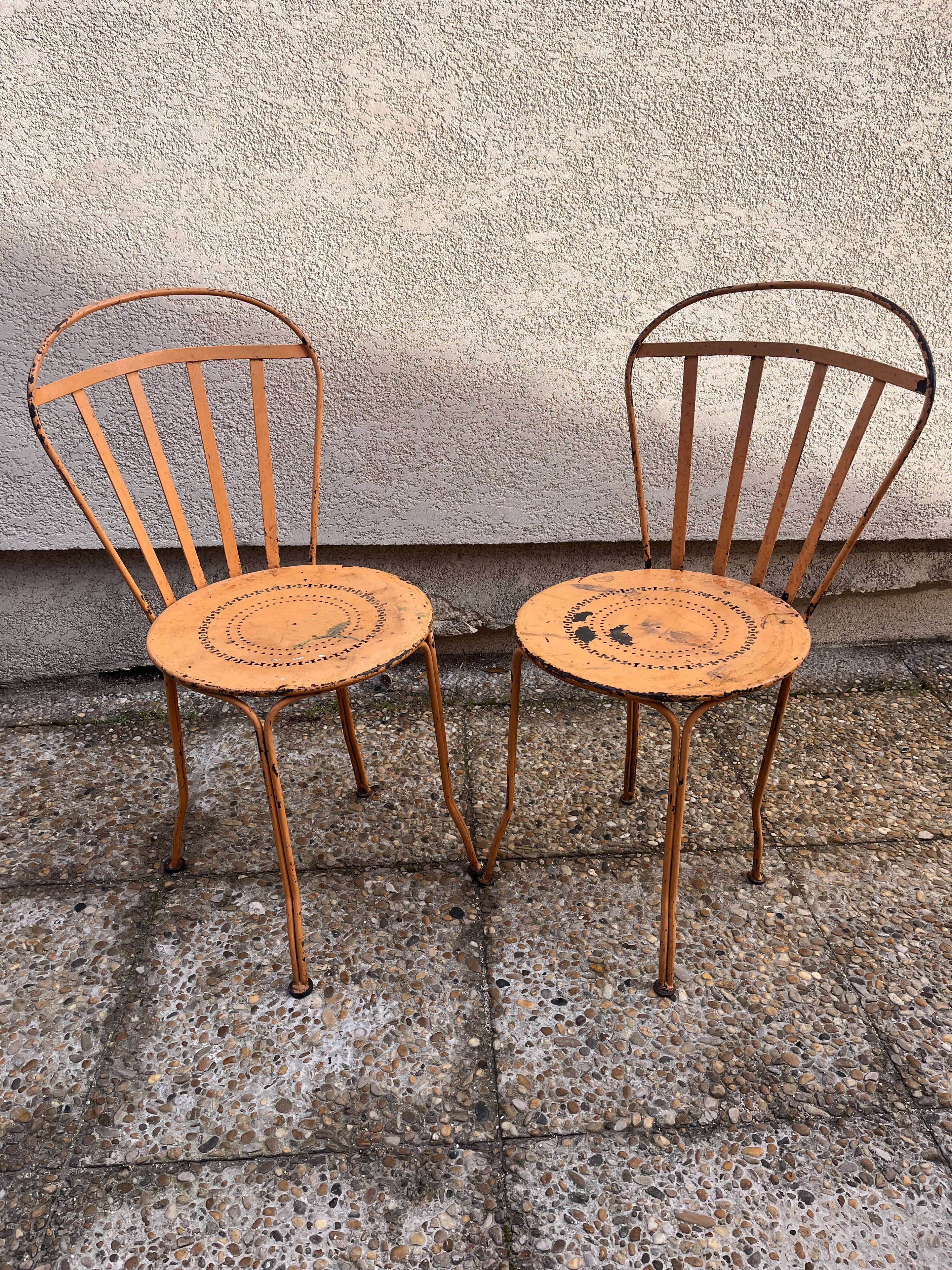 2 chaises montgolfière de jardin vintage