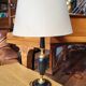 Vintage leather and brass desk lamp Le Tanneur