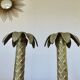 Pair of "palm tree" candlesticks in solid gilded brass, 1970