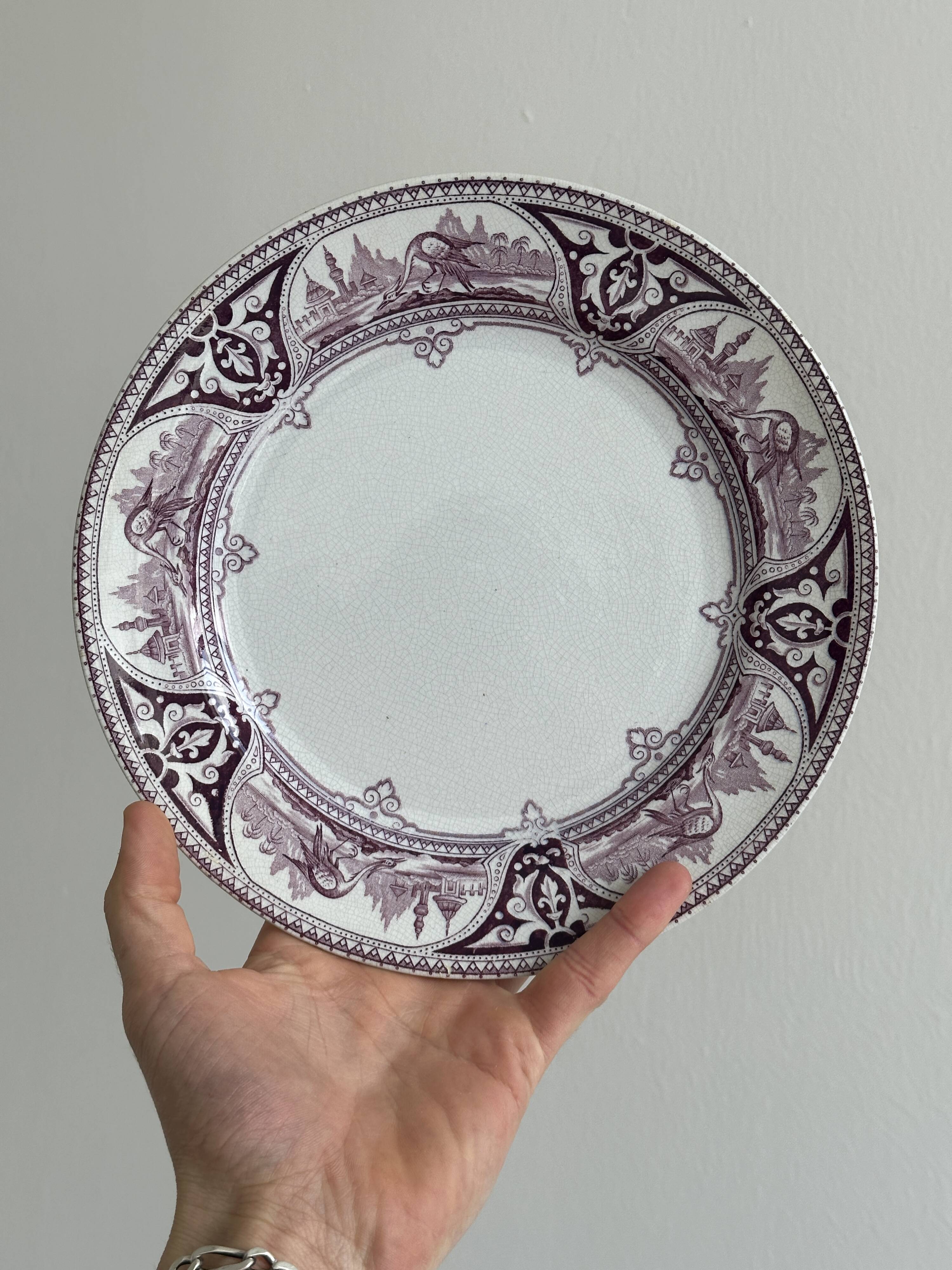 Plate with purple oriental decoration