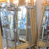 Pair of chrome metal flashlights, circa 1970, 8 lights, 160 cm