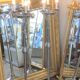 Paire de lampadaires torchères en métal chromé, vers 1970, 8 feux, 160 cm