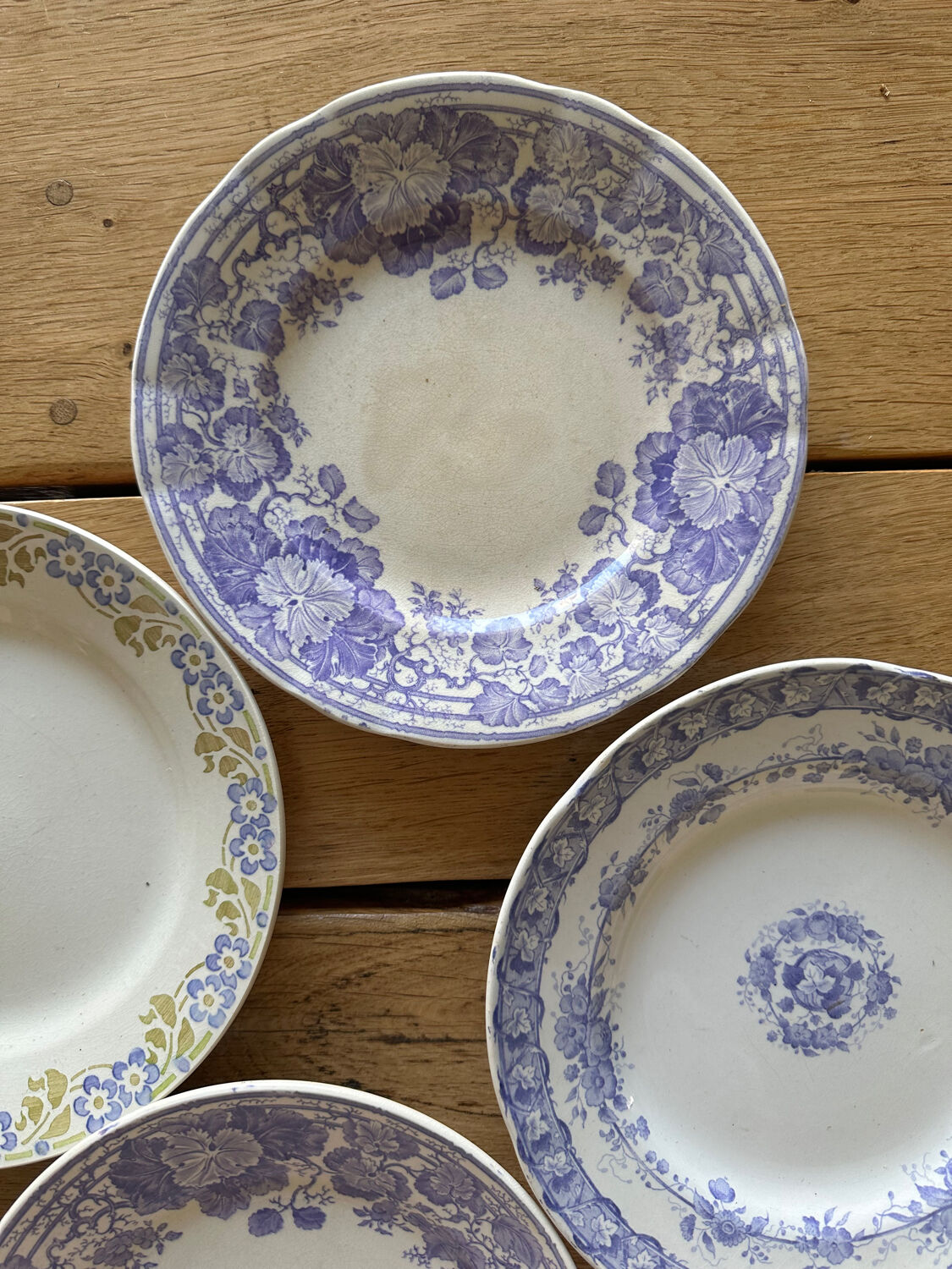 6 mismatched plates