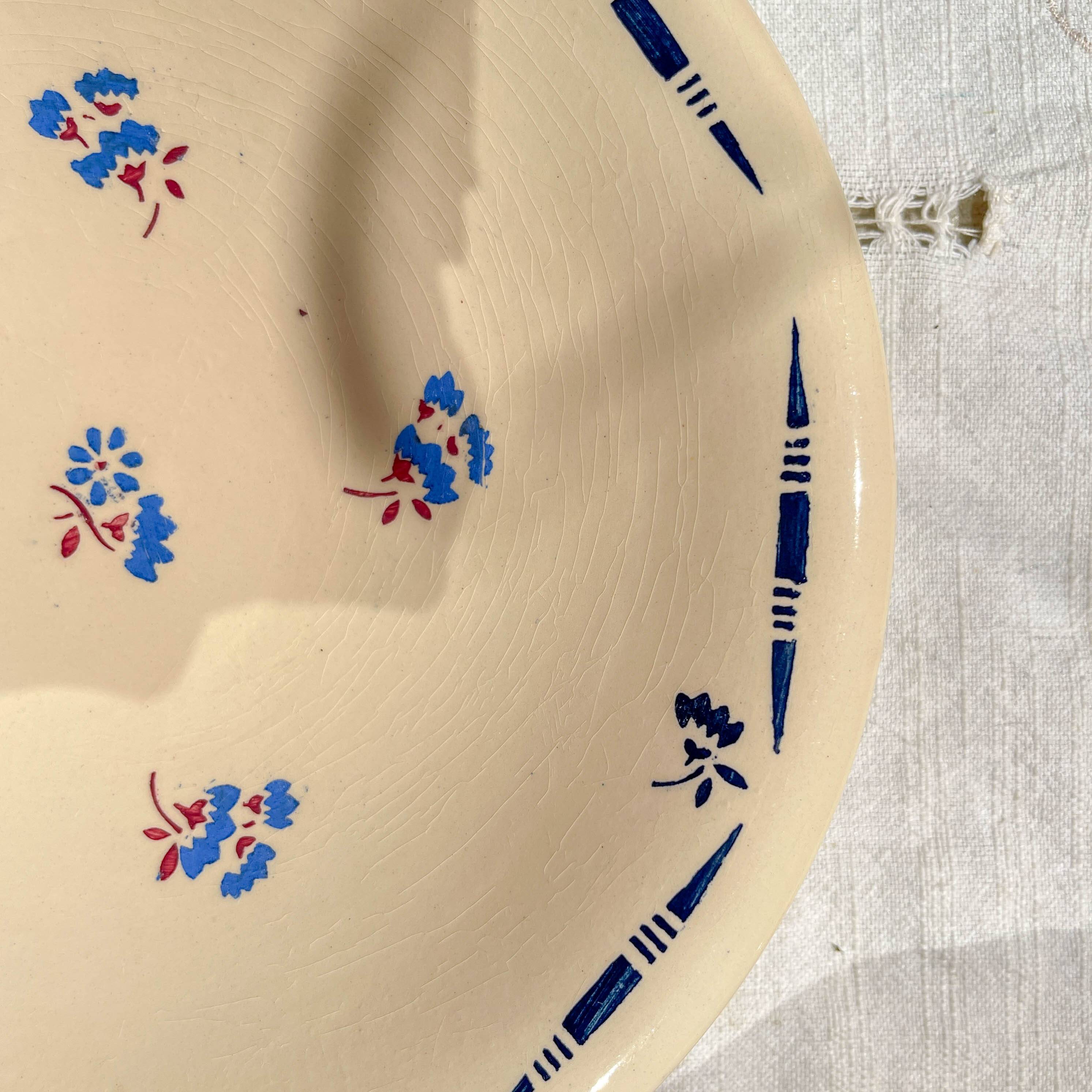 Small vintage porcelain dish K&G Luneville "Flore" 1950s small blue flowers