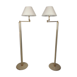 Paire de lampadaires modulables en laque et laiton 1970s