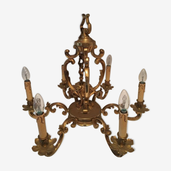 Lucien Gau chandelier in solid bronze