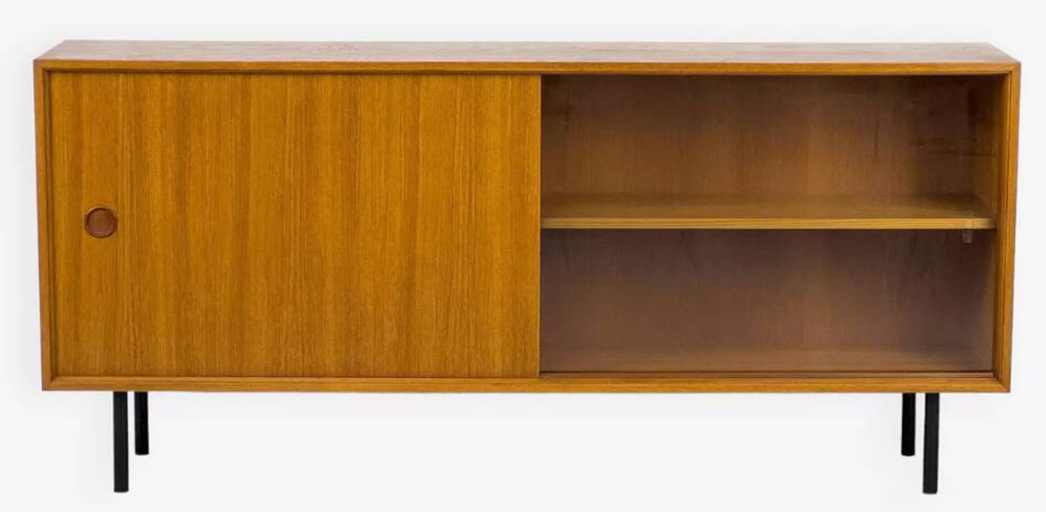 Vintage teak sideboard with sliding doors 1970s
