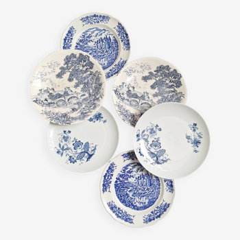 Assiettes plates bleu vintage