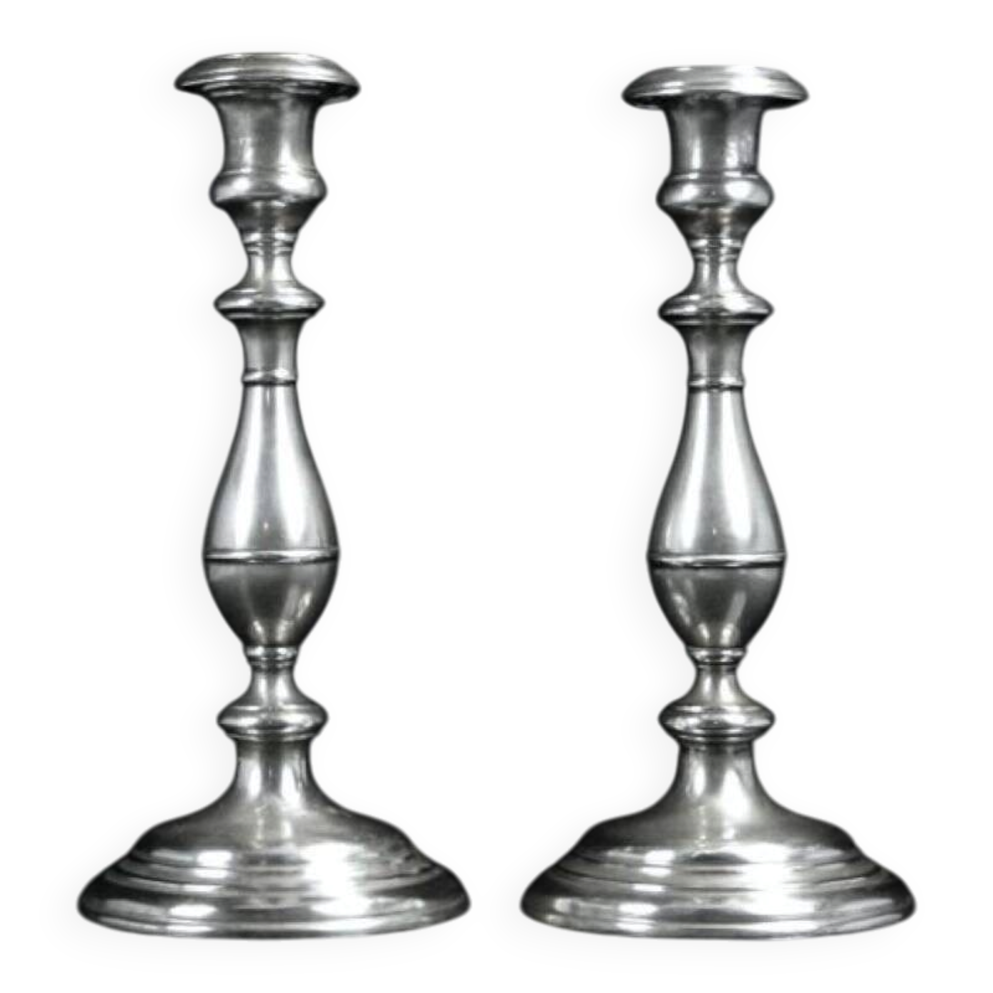 Bougeoirs en laiton plaqué de Henniger, 19e siècle, ensemble de 2