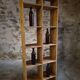 Vintage pine shelf with compartments, room divider, 1950s.