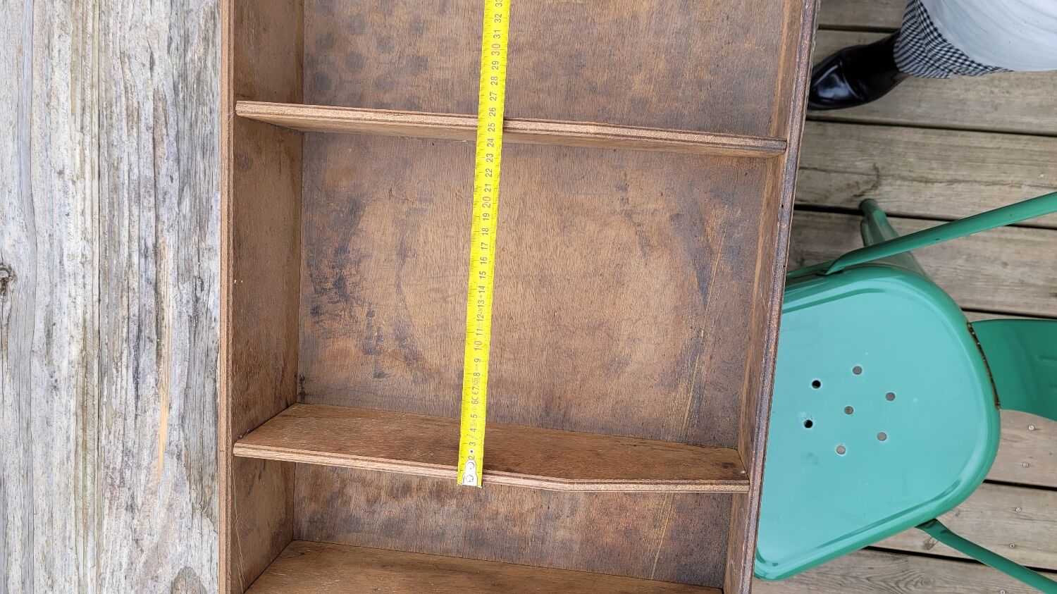 Industrial shelf with wooden lockers