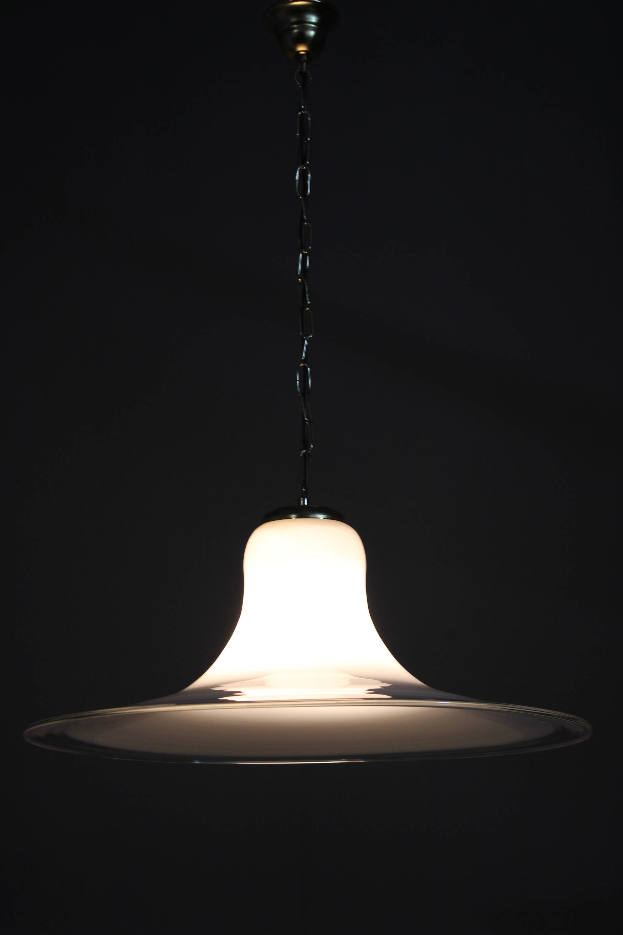 Italian mid-century glass and brass pendant light, 1960s