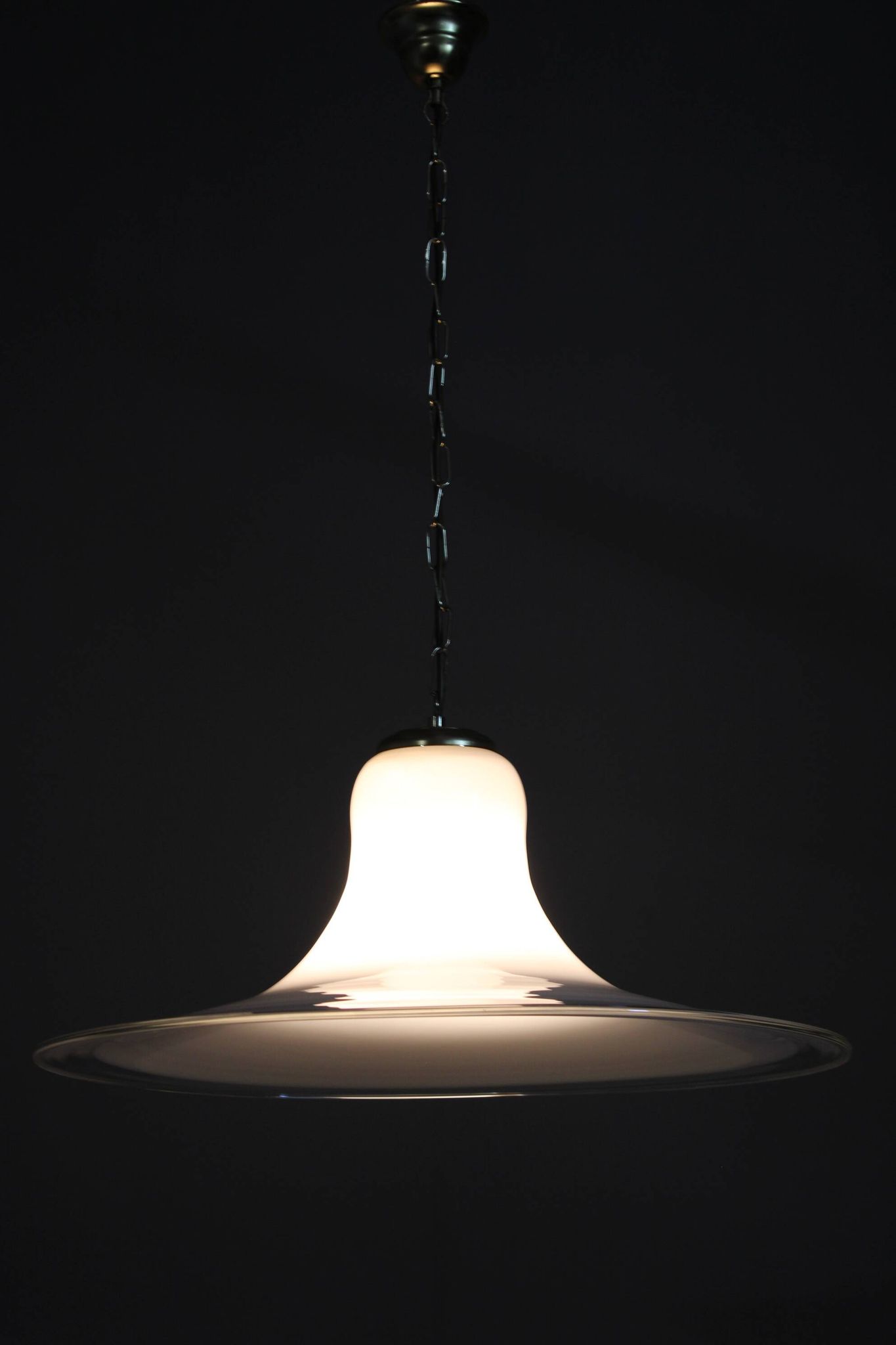 Italian mid-century glass and brass pendant light, 1960s
