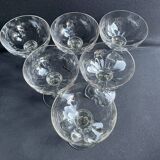 6 anciennes coupes à champagne – Verre soufflé
