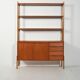 Scandinavian teak bookcase with pull-out desk