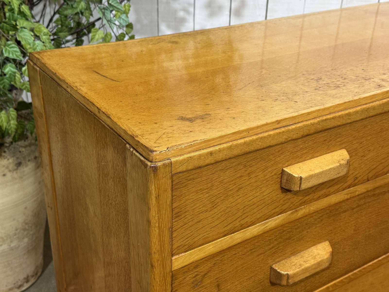 1950s English oak chest of drawers