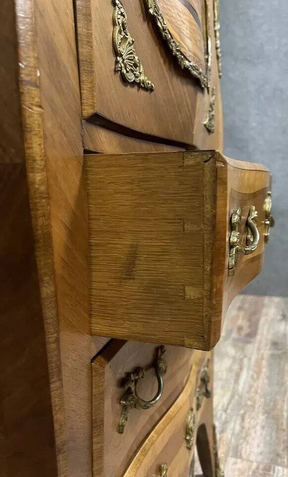 Louis XV secretary in marquetry – Gallant scene – Gilded bronze