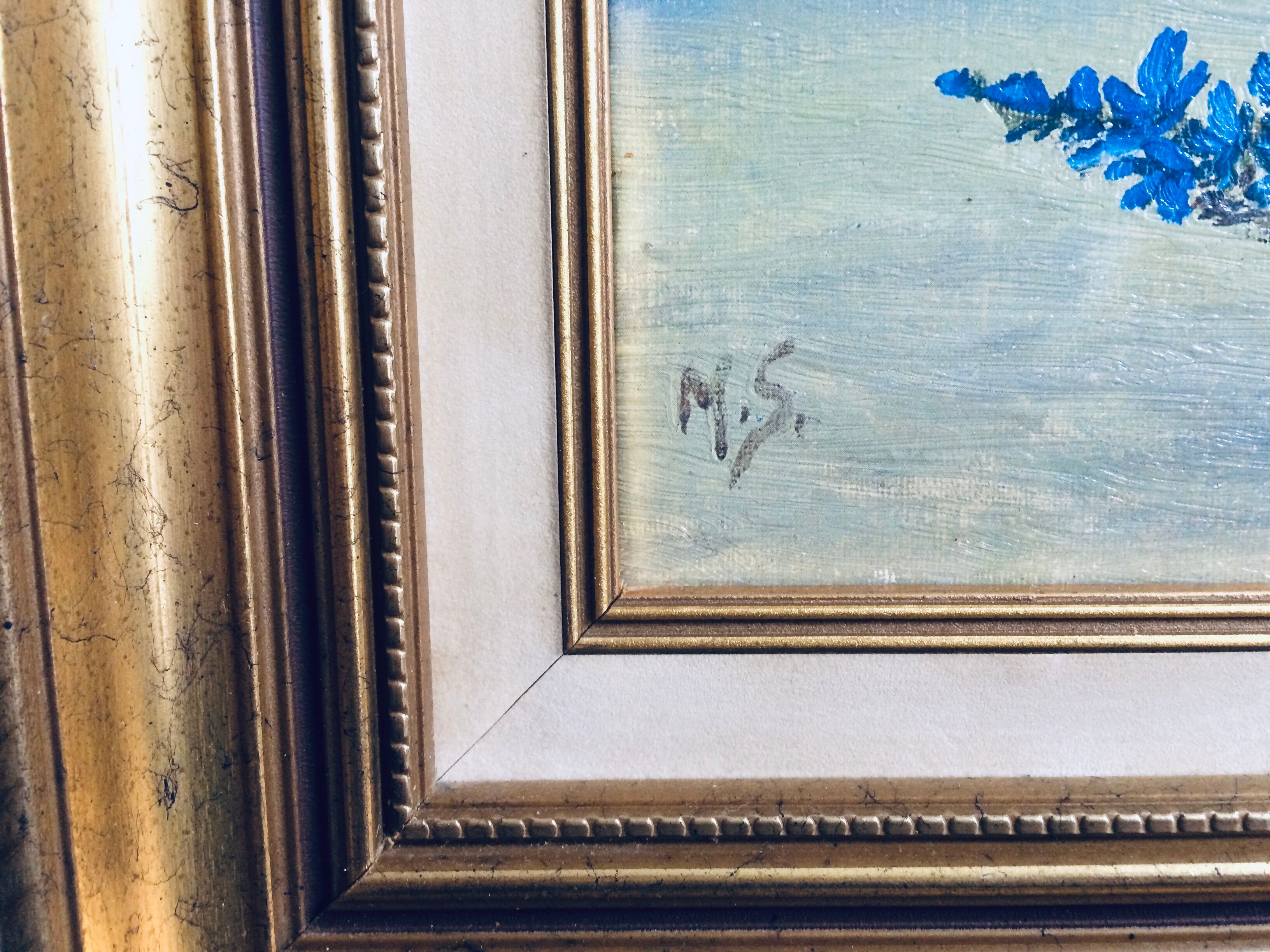 Oil on framed canvas Sunflower bouquet
