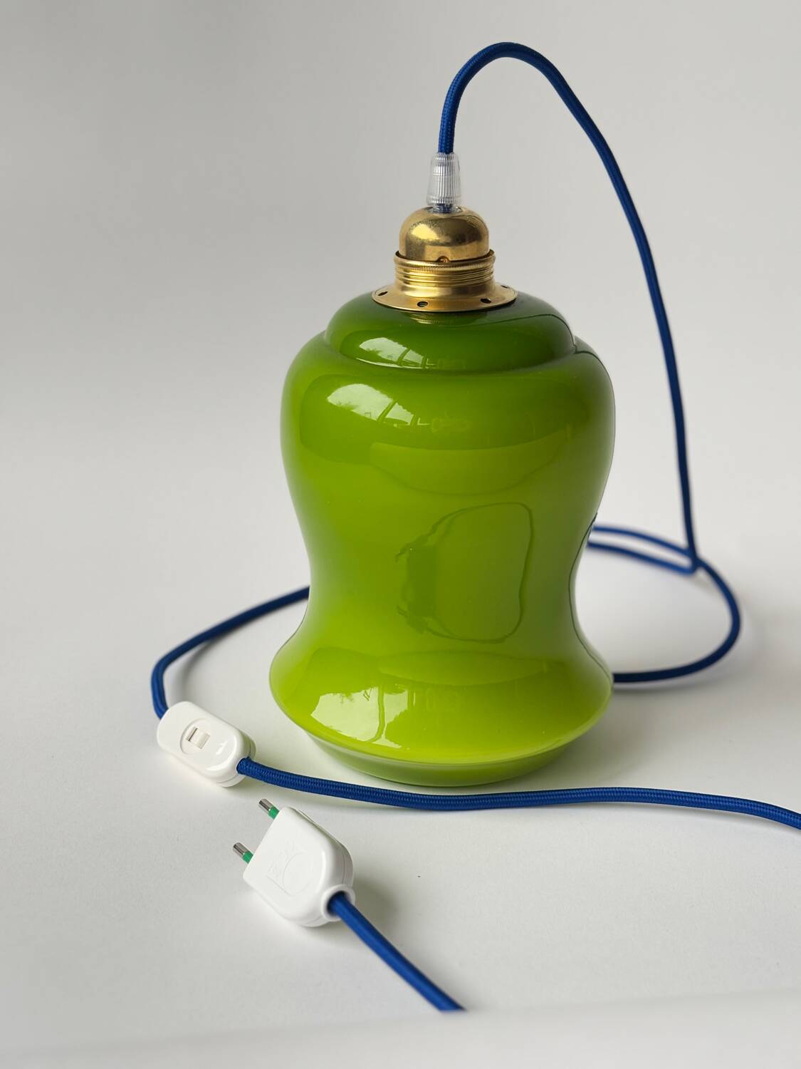 Vintage green opaline portable lamp