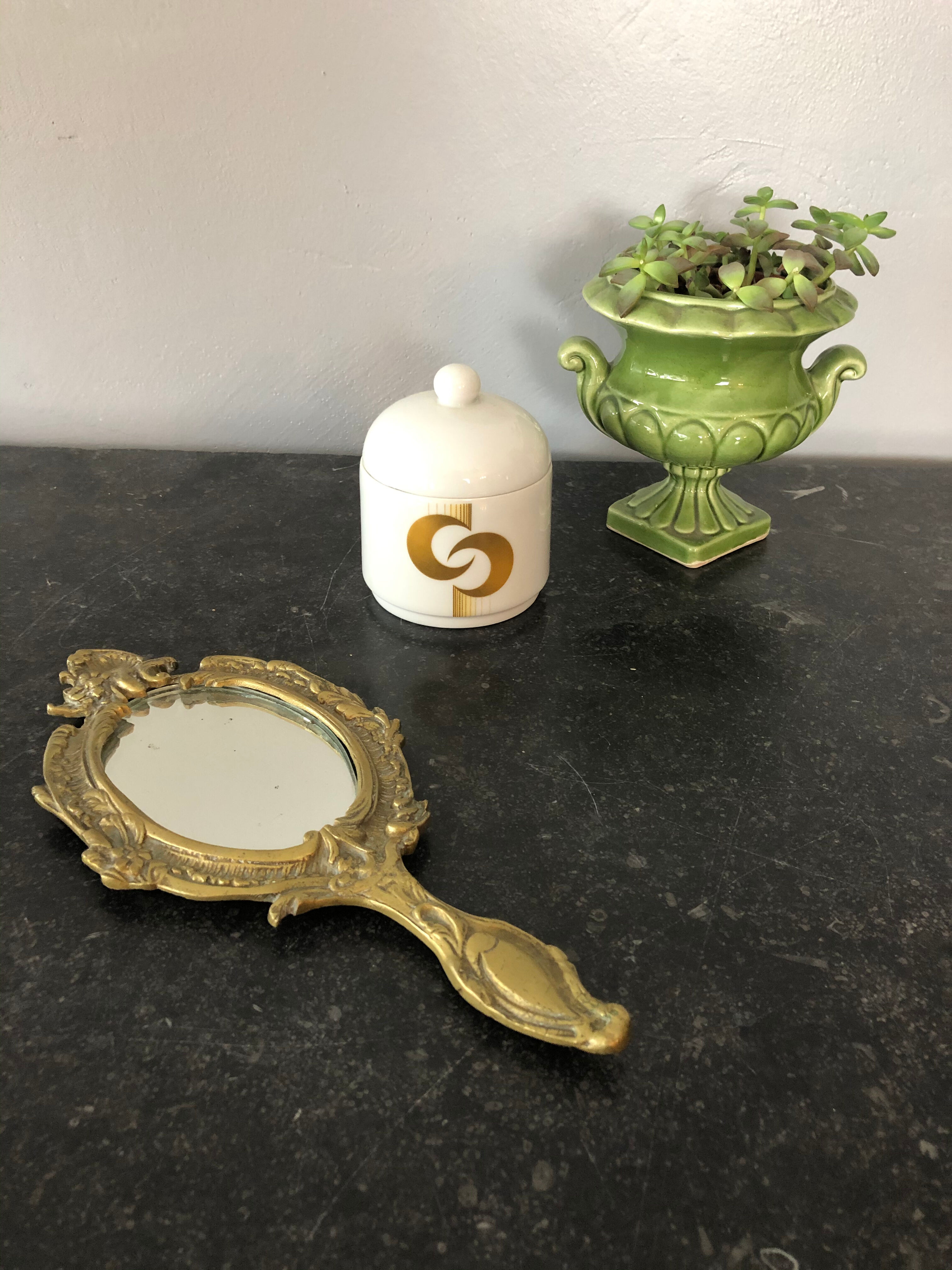 Brass hand mirror