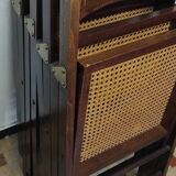 Set of 4 vintage 1970s folding chairs in wood and caning