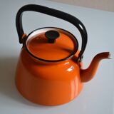Vintage kettle orange enameled steel 1.5 liter