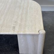 Vintage eye-shaped travertine marble coffee table, 1980s France