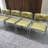 Series of 4 vintage chairs in Skaï