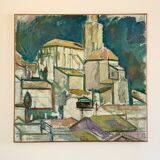 Vintage oil on canvas by S.Ekengren Architectural Landscape at Cadaques