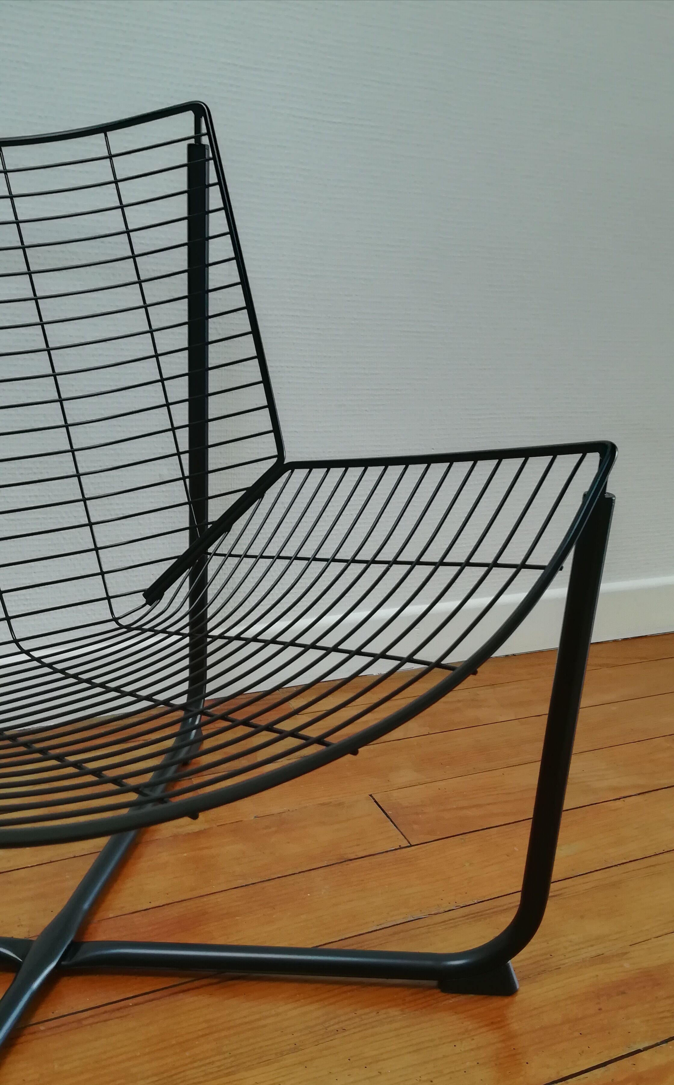 Black metal armchair design by Niels Gammelgard, new edition Ikea