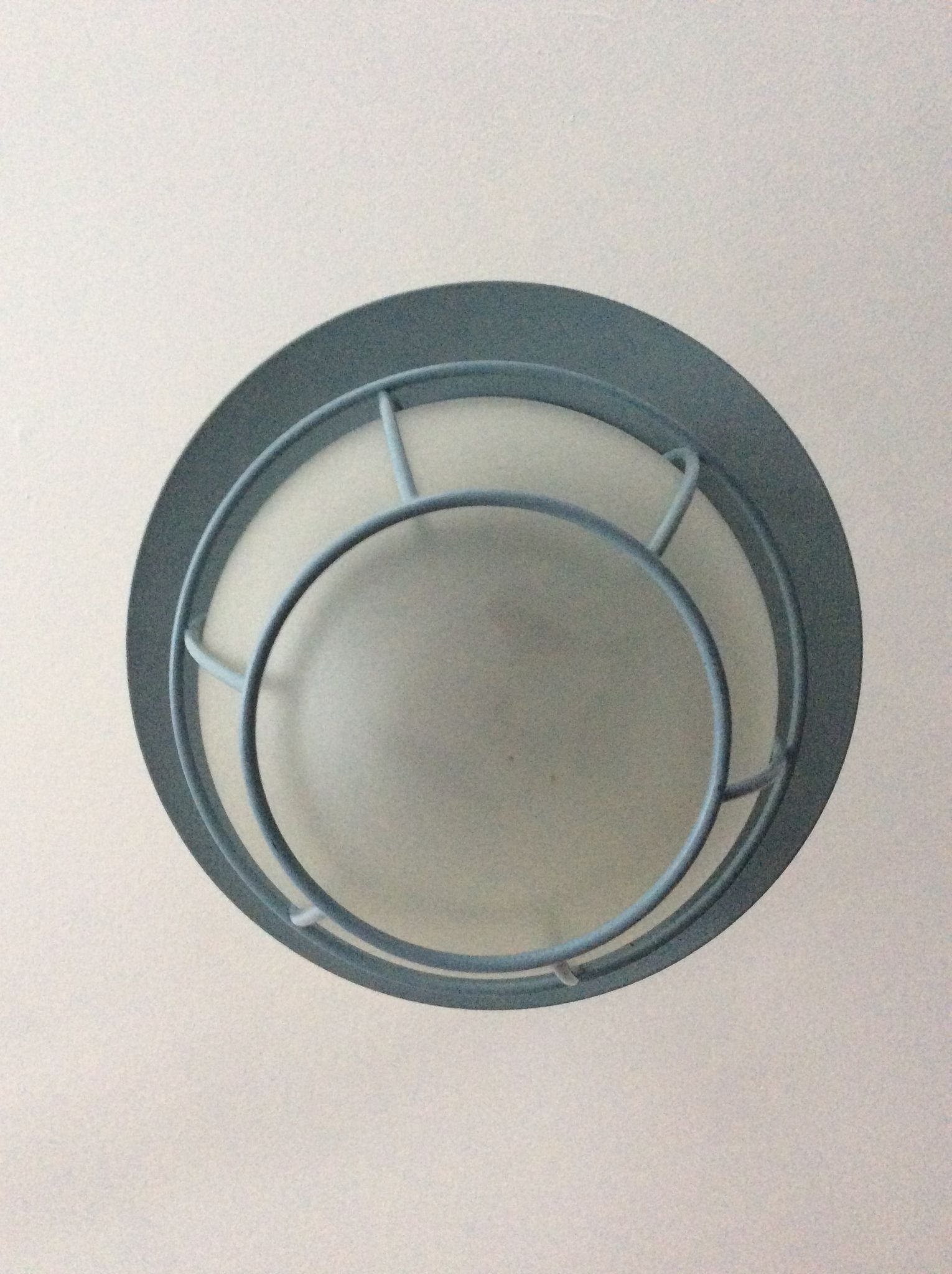 Suspension of the 70s cage in blue metal and frosted glass