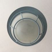 Suspension of the 70s cage in blue metal and frosted glass