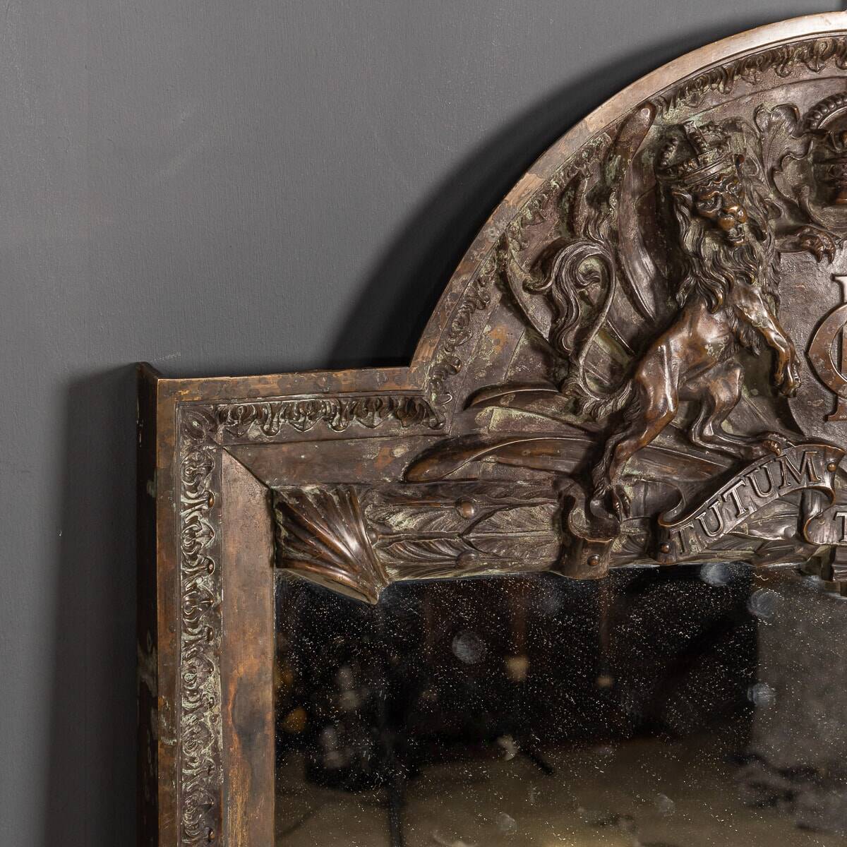 Antique 19thc cast bronze mirror, royal insurance company c.1880