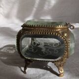 Napoleon III jewellery box bevelled glass engraved box box