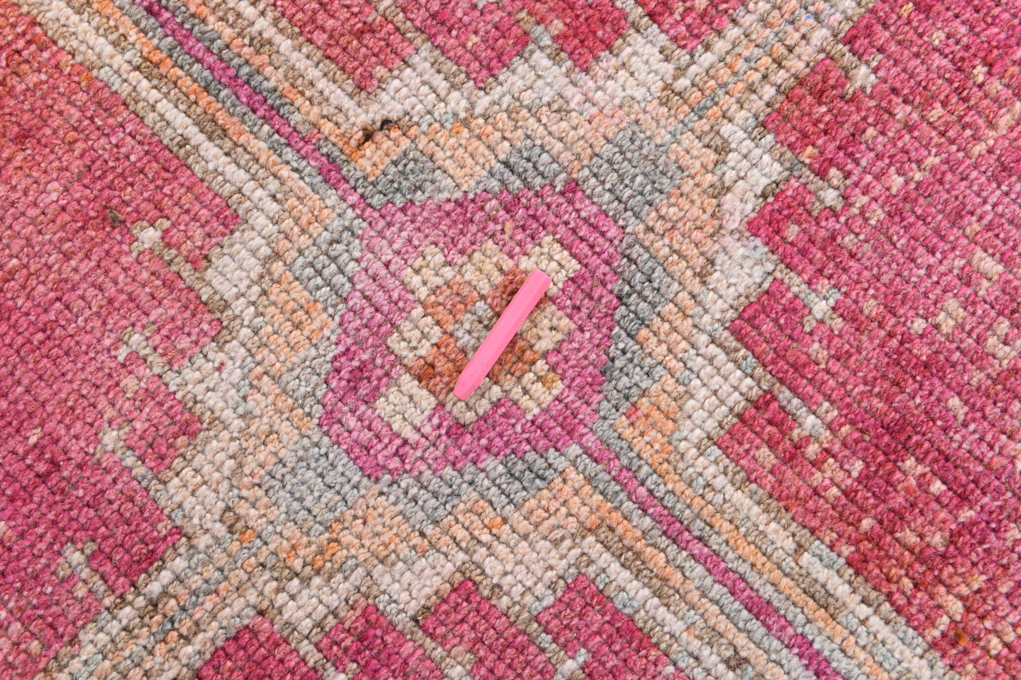 Super Soft Pink Turkish Vintage Runner Rug, 95x337Cm