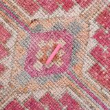 Super Soft Pink Turkish Vintage Runner Rug, 95x337Cm