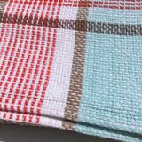 Rectangle tablecloth blue lines lagoon and coral