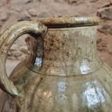 Pot à huile ancien en terre cuite – XIXe siècle – Émaillé vert