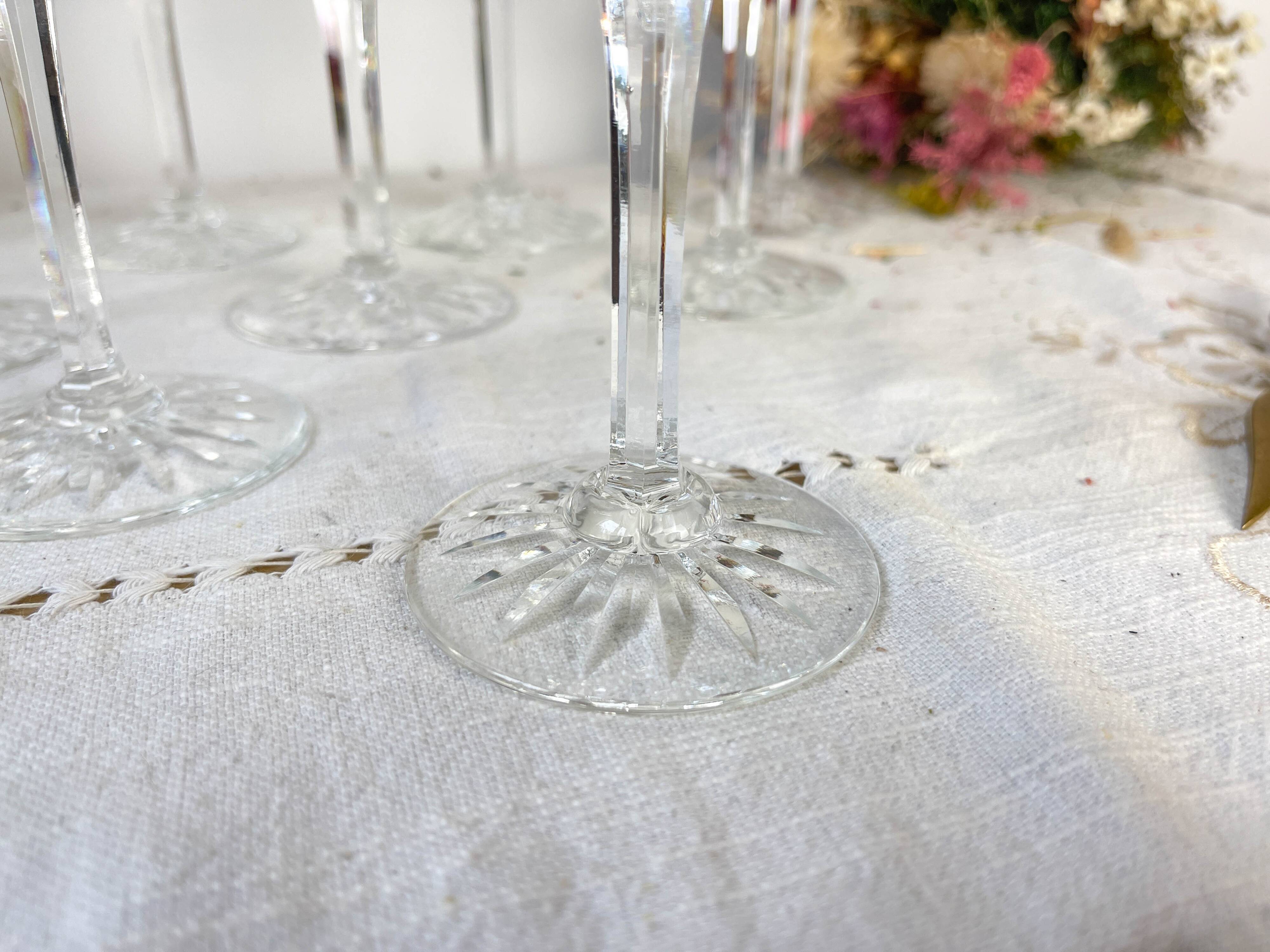 6 verres à eau cristal ciselé français