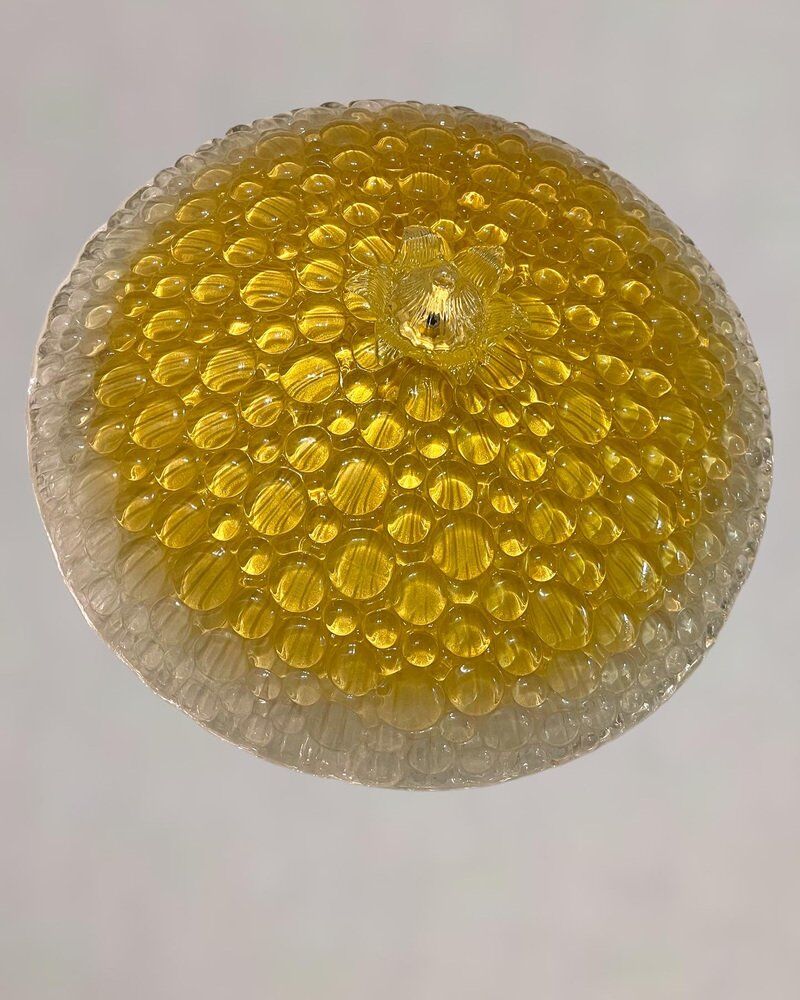 Venetian murano glass flushmount light, 1970s