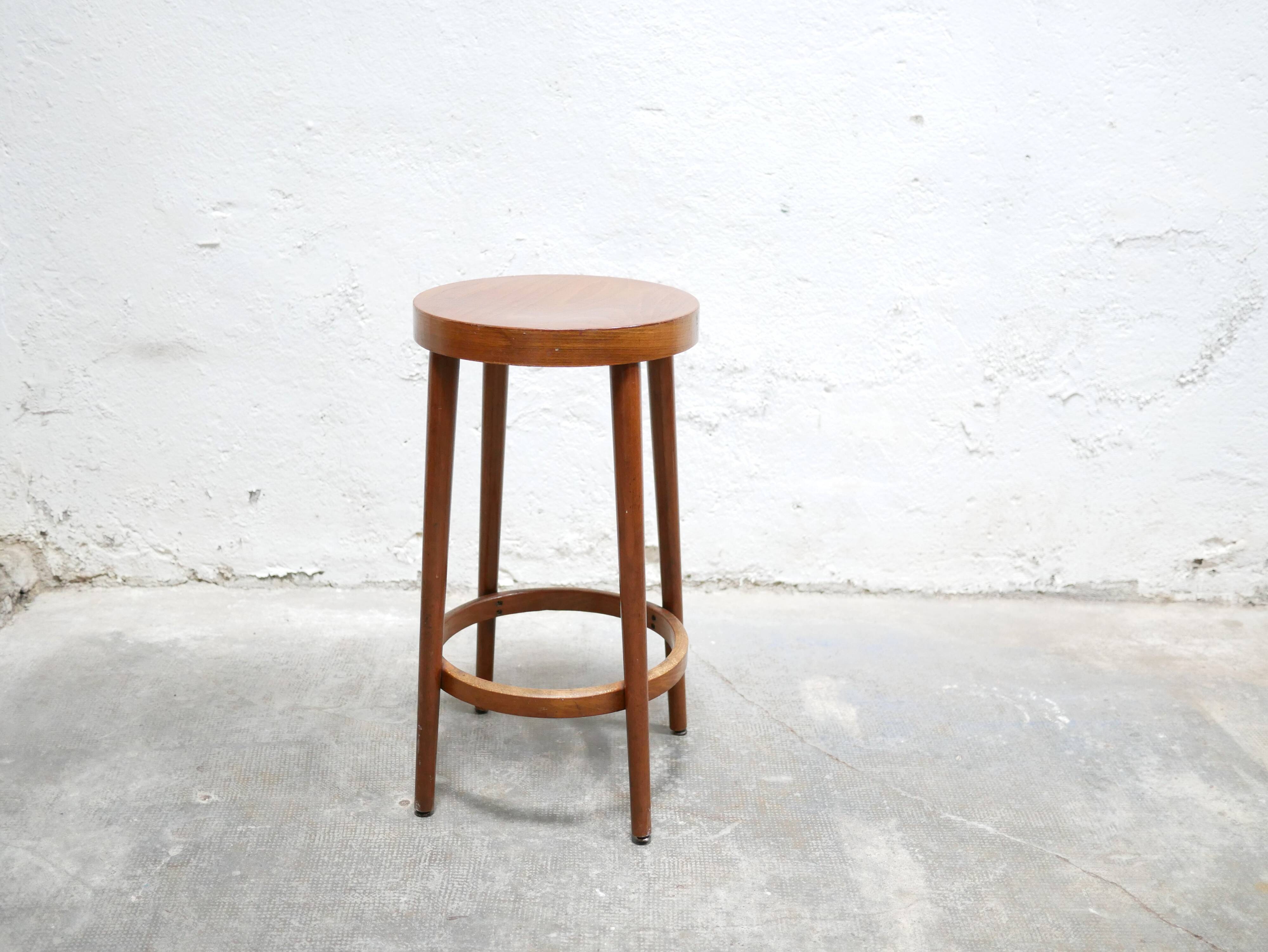 Vintage wooden bar stool by Baumann Editions