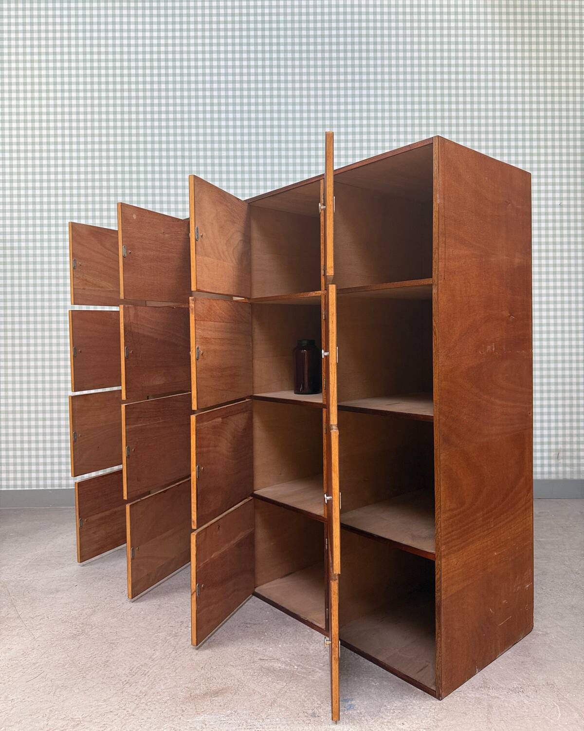Large vintage wooden locker cabinet