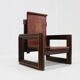 Vintage sculptural leather armchair by Anacleto Spazzapan, Italy 1970s