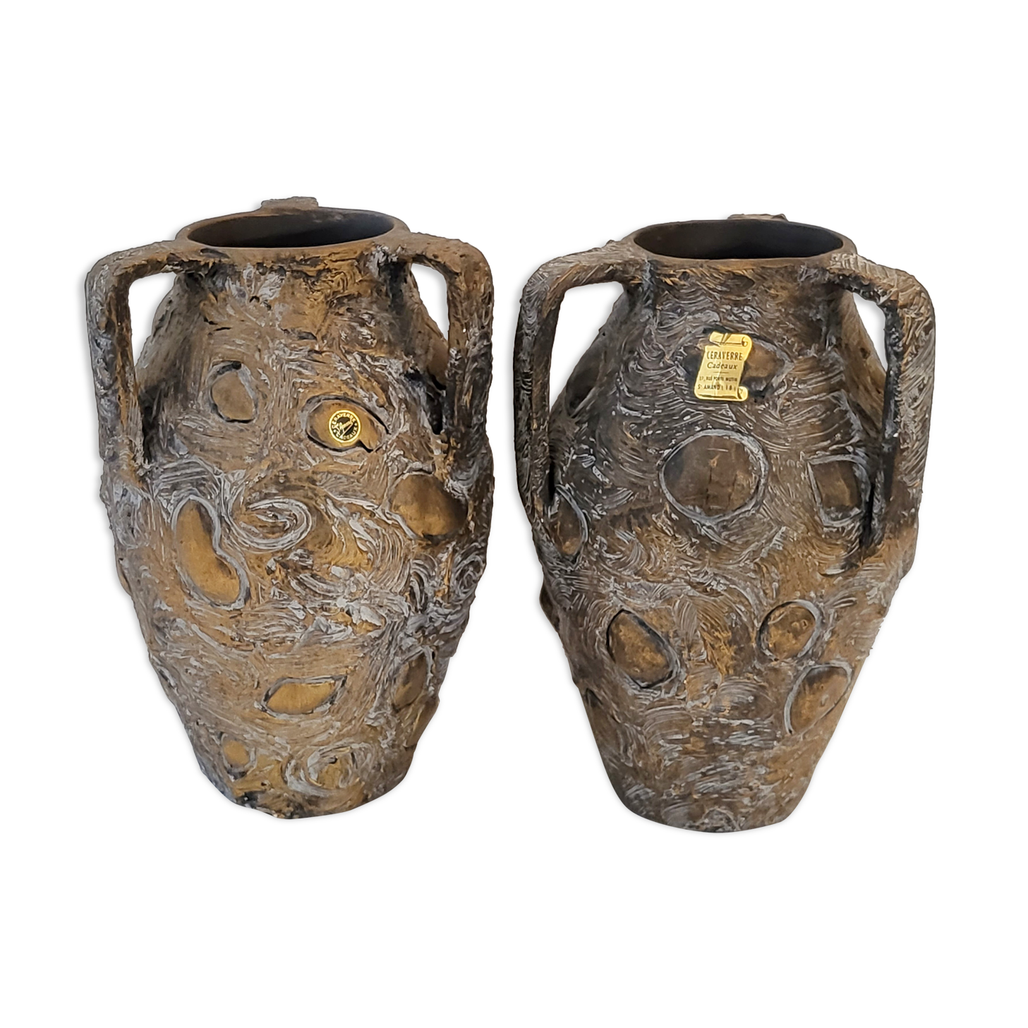 Pair of vintage Ceraverre vases 1960