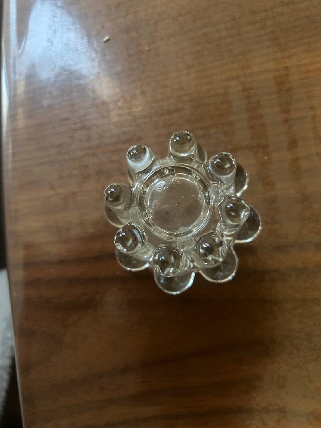 Vintage pressed molded glass candlestick from Reims