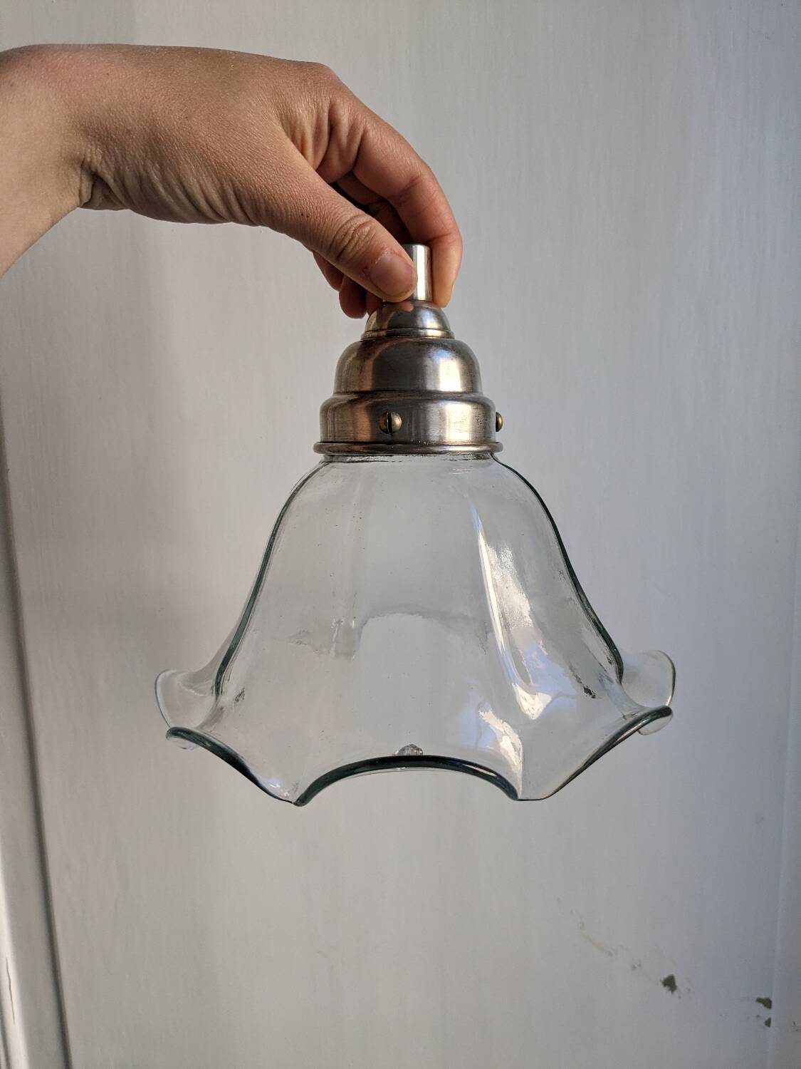 Retro glass and metal pendant light