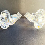 Cristallerie de Vannes le Châtel - Pair of torch candle holders - Cristal signé