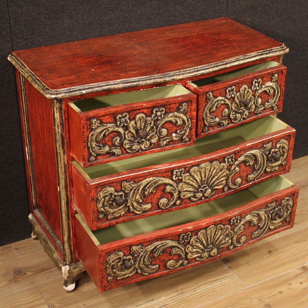 Spanish lacquered and silvered dresser